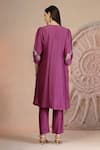 Shop_Soniya G_Purple Muslin, Silk Embroidery Round Neck Designer Kurta Pant Set _at_Aza_Fashions