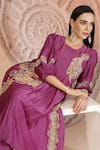 Shop_Soniya G_Purple Muslin, Silk Embroidery Round Neck Designer Kurta Pant Set _Online_at_Aza_Fashions