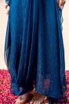 Buy_Mamicha_Teal Chiffon Beads V-neck Draped Kaftan With Belt 