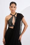 Neha Khullar_Black , , Embroidered Lehenga Set With Drape _Online_at_Aza_Fashions