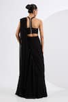 Shop_Neha Khullar_Black , , Embroidered Lehenga Set With Drape _at_Aza_Fashions