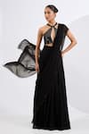 Buy_Neha Khullar_Black , , Embroidered Lehenga Set With Drape _at_Aza_Fashions