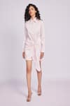 Dev And Viv_Blush Cotton Collared Shirt Dress _Online_at_Aza_Fashions