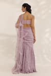 Shop_Manisha Soni Couture_Lavender Net, Silk Satin Sequins, Beads Round Neck Hand Embroidered Lehenga Set _at_Aza_Fashions