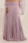Buy_Manisha Soni Couture_Lavender Net, Silk Satin Sequins, Beads Round Neck Hand Embroidered Lehenga Set 