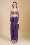 Samyukta Singhania Purple Chinon Zari, Sequins Sweetheart Neck, Embroidered Crop Top And Skirt Set Online at Aza Fashions Samyukta Singhania_Purple Chinon Zari, Sequins Sweetheart Neck, Embroidered Crop Top And Skirt Set_Online_at_Aza_Fashions