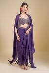 Buy Samyukta Singhania Purple Chinon Zari, Sequins Sweetheart Neck, Embroidered Crop Top And Skirt Set at Aza Fashions Buy_Samyukta Singhania_Purple Chinon Zari, Sequins Sweetheart Neck, Embroidered Crop Top And Skirt Set_at_Aza_Fashions