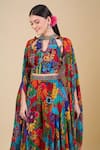 Buy_Samyukta Singhania_Multi Color Chinon Embroidery, Zari, Sequins Keyhole Neck, Open Crop Top Set _Online_at_Aza_Fashions