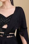 Samyukta Singhania_Black Chinon Sequins, Zari Sweetheart Neck Hand Embroidered Saree Set _Online_at_Aza_Fashions