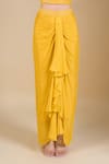 Buy_Samyukta Singhania_Yellow Chinon Sequins, Zari, Cut Work Sweetheart Hand Embroidered Crop Top Set _Online_at_Aza_Fashions