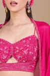 Buy Samyukta Singhania Magenta Chinon Embroidery, Zari, Sequins Sweetheart Neck, Open Hand 3-piece Set Buy_Samyukta Singhania_Magenta Chinon Embroidery, Zari, Sequins Sweetheart Neck, Open Hand 3-piece Set