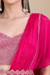 Samyukta Singhania_Magenta Chinon Embroidery Sweetheart Neck Hand Blouse And Saree Set _Online_at_Aza_Fashions