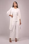 Buy_Naintara Bajaj_White Crepe Sequins, Embroidery Round Neck, Embellished Top Pant Jacket Set _at_Aza_Fashions