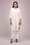 Shop_Naintara Bajaj_White Crepe Sequins, Embroidery Round Neck, Embellished Top Pant Jacket Set _at_Aza_Fashions