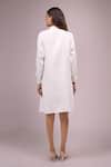 Shop_Samyukta Singhania_White Crepe Cut Work Collared Cutdana Dress _at_Aza_Fashions