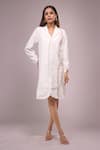 Buy_Samyukta Singhania_White Crepe Cut Work Collared Cutdana Dress _Online_at_Aza_Fashions