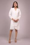 Buy_Samyukta Singhania_White Crepe Cut Work Collared Cutdana Dress _at_Aza_Fashions