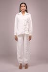 Buy_Naintara Bajaj_White Crepe Sequins Collared Embellished Shirt And Pant Set _Online_at_Aza_Fashions