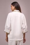 Shop_Samyukta Singhania_White Crepe Sequins Collared Embellished Shirt And Pant Set _at_Aza_Fashions