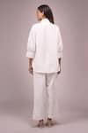 Shop_Samyukta Singhania_White Crepe Collared Hanging Hand Work Shirt And Pant Set _at_Aza_Fashions