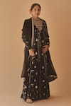 Buy_Masaba_Black Crepe, Silk, Georgette Embroidery, Foil Printing, Anarkali With Dupatta _at_Aza_Fashions