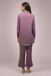 Shop_Naintara Bajaj_Purple Crepe Embroidery Collared Shirt And Pant Set _at_Aza_Fashions
