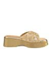 Anaar_Gold Embroidery, Sequins Designer Miss Maple Sandals _Online_at_Aza_Fashions