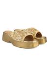 Buy_Anaar_Gold Embroidery, Sequins Designer Miss Maple Sandals _at_Aza_Fashions