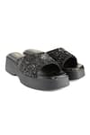 Buy_Anaar_Black Beads, Sequins Satin Designer May Moon Sandals _at_Aza_Fashions