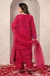 Shop_Anshu Wadhwa_Wine Chanderi Embroidery V-neck Kurta Pant Set _at_Aza_Fashions