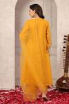 Shop_Anshu Wadhwa_Yellow Chanderi, Organza Embroidery Round Neck Kurta Set _at_Aza_Fashions