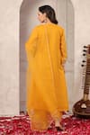 Shop_Anshu Wadhwa_Yellow Chanderi, Tissue Embroidery Round Neck Kurta Pant Set _at_Aza_Fashions