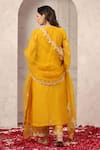 Shop_Anshu Wadhwa_Yellow Chanderi Embroidery Round Neck Kurta Set _at_Aza_Fashions