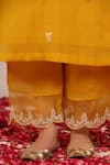Buy_Anshu Wadhwa_Yellow Chanderi Embroidery Round Neck Kurta Set 