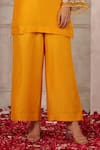 Anshu Wadhwa_Yellow Chanderi Embroidery V-neck Kurta Pant Set _Online_at_Aza_Fashions