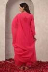 Shop_Anshu Wadhwa_Pink Chanderi, Organza Embroidery Round Neck Kurta Pant Dupatta Set _at_Aza_Fashions