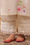 Shop_Anshu Wadhwa_Ivory Chanderi, Organza Embroidery Keyhole Neck Pink And Kurta Set 