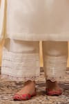 Anshu Wadhwa_Ivory Chanderi, Organza Embroidery V-neck Pink And Kurta Set _Online