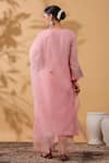 Shop_Anshu Wadhwa_Pink Chanderi, Organza Embroidery V-neck Kurta Set _at_Aza_Fashions