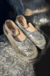 Chal Jooti_Silver Aaina Mahal Designer Wedding Sneakers _Online_at_Aza_Fashions