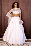 Buy_Rashika Sharma_White Net, Satin, Organza Embroidery, Pearls, Mirrors Round Maheem Lehenga Set _at_Aza_Fashions