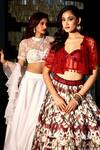 Rashika Sharma_White Net, Satin, Organza Embroidery, Pearls, Mirrors Round Maheem Lehenga Set _at_Aza_Fashions