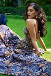 Buy_Rashika Sharma_Blue Georgette, Shantoon Zari, Shanaya Hand Embellished Corset Lehenga Set _Online_at_Aza_Fashions