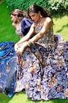 Rashika Sharma_Blue Georgette, Shantoon Zari, Shanaya Hand Embellished Corset Lehenga Set _Online