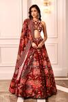 Buy_Rashika Sharma_Maroon Net, Georgette Mirrors, Zari, Embroidery Round Neck Hand Lehenga Set _at_Aza_Fashions