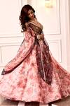 Shop_Rashika Sharma_Peach Net, Organza Zari, Mirrors, Cut Work, Embroidery Plunge Hand Lehenga Set _Online_at_Aza_Fashions