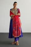 Buy_RI.Ritu Kumar_Purple , Chanderi, Organza Embroidery Designer Alaknanda Kurta Set _at_Aza_Fashions