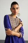 RI.Ritu Kumar_Purple , Chanderi, Organza Embroidery Designer Alaknanda Kurta Set _Online_at_Aza_Fashions