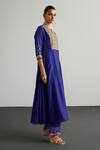 Shop_RI.Ritu Kumar_Purple , Chanderi, Organza Embroidery Designer Alaknanda Kurta Set _Online_at_Aza_Fashions