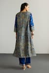 Shop_RI.Ritu Kumar_Blue Rayon, Crepe, Viscose Embroidery, Brocade Jamawar Kurta Pant Dupatta Set _at_Aza_Fashions